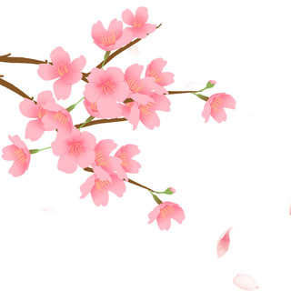 粉色卡通樱花树落花元素GIF桃花元素